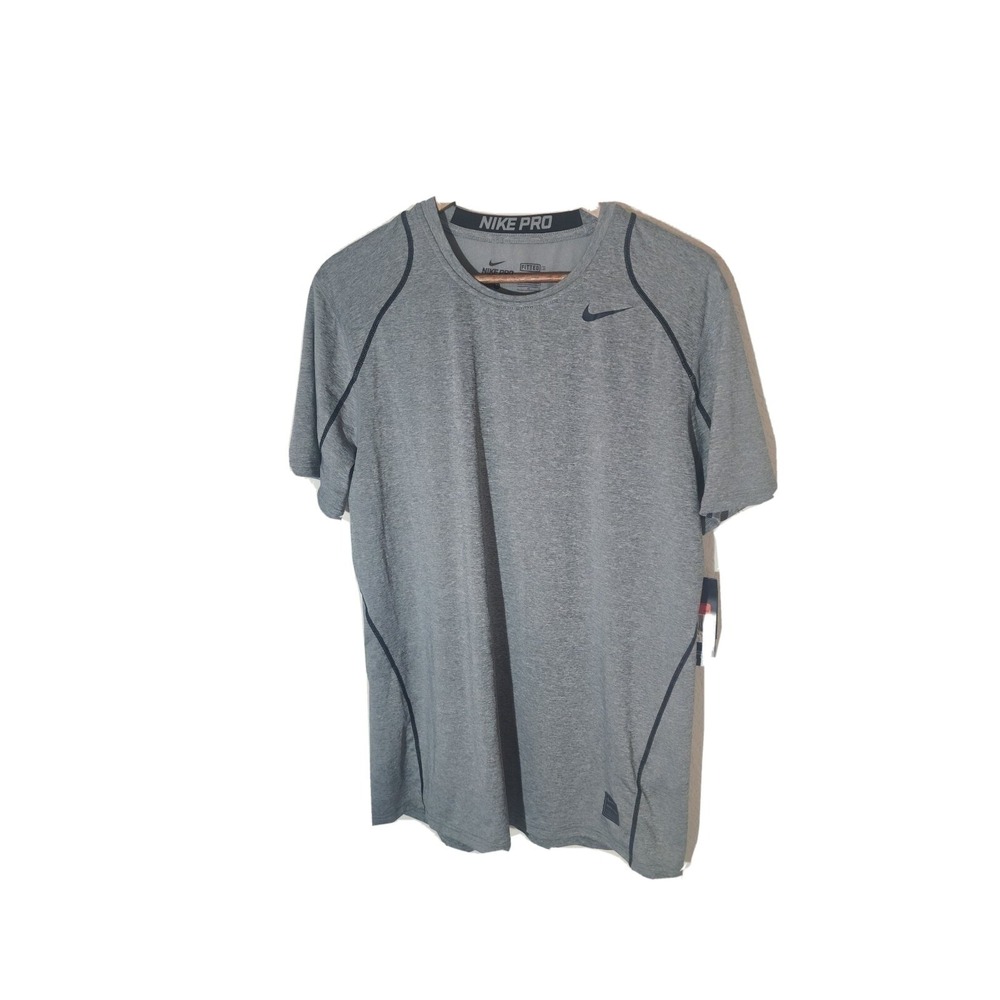 Nike Pro Dry Fit short Sleeve Shirt Size Large stretch Men's Gray.         Bin 8